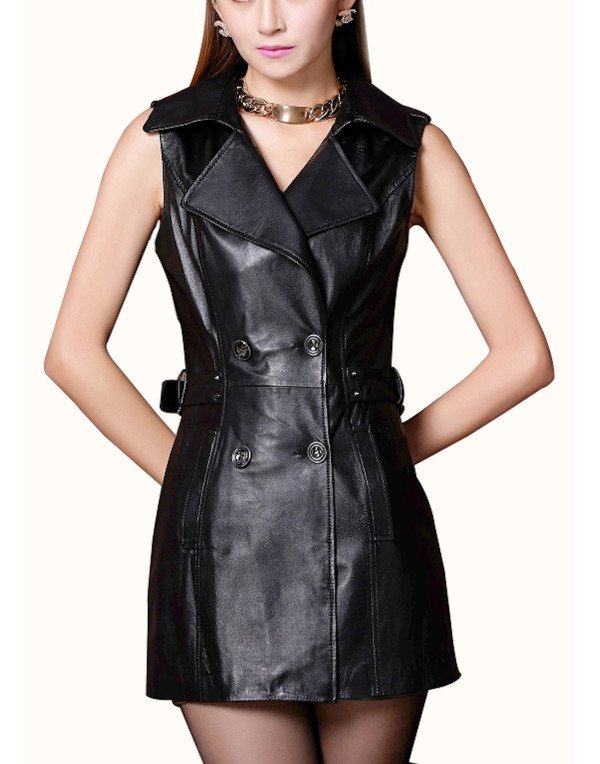 HugMe.fashion Genuine Sheep Leather Long Coat For Women OP1